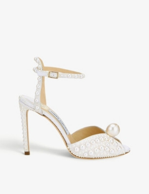 Sacora 100 Pearl-Embellished Satin Sandals | Selfridges