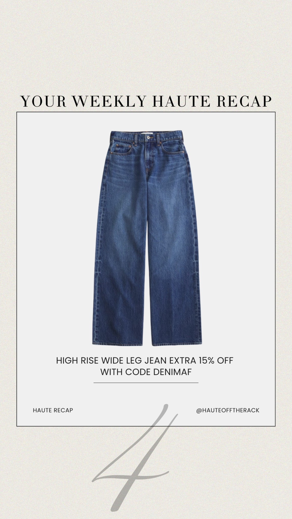 ICYMI a recap of what I shared last week!
4. Abercrombie high rise leg jean extra 15% off with code DENIMAF

#Abercrombie #denim #highrisejean #salealert #viraldenimsale #denimjeans

#LTKSeasonal #LTKSaleAlert