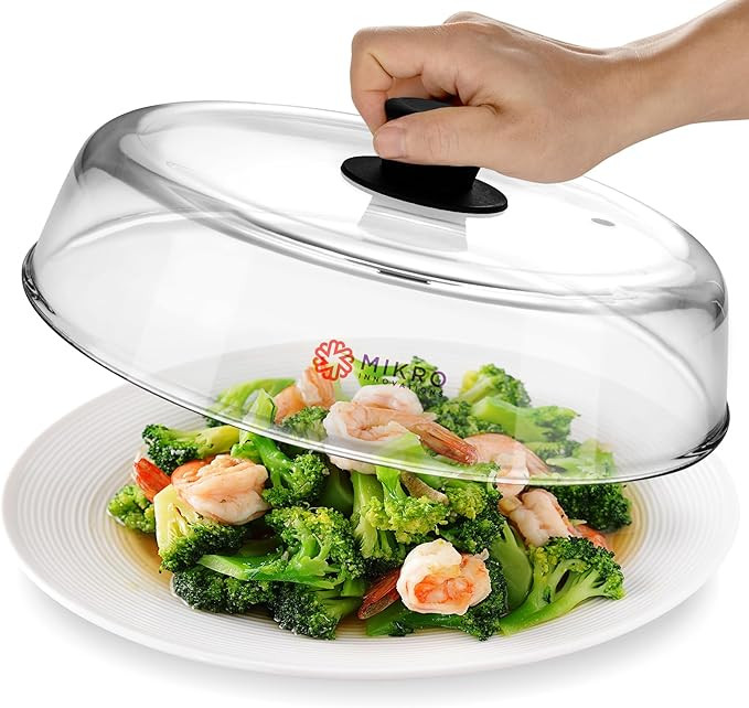 10.5-Inch Glass Microwave Splatter Cover – Borosilicate Glass Food Plate Splatter Guard with Ve... | Amazon (US)