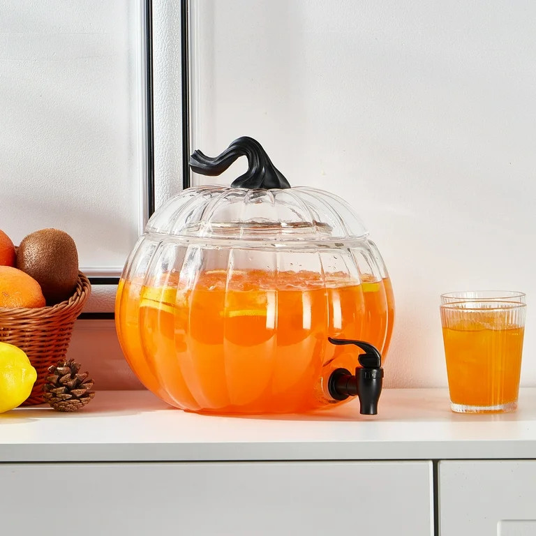 Way To Celebrate 1.5 Gallon Clear Pumpkin Glass Beverage Dispenser - Walmart.com | Walmart (US)