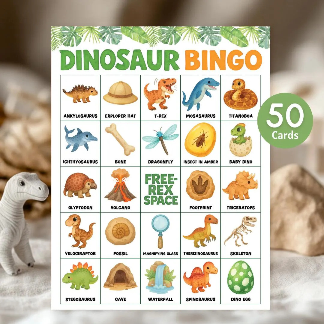 Dinosaur Bingo Game | Dinosaur Birthday Bingo Cards | Fun Dinosaur Party Game for Kids, T-rex Bir... | Etsy (US)