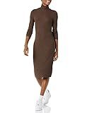 Amazon Brand - Daily Ritual Women's Rayon-Spandex Fine Rib Long-Sleeve Turtleneck Midi Dress, Chocol | Amazon (US)