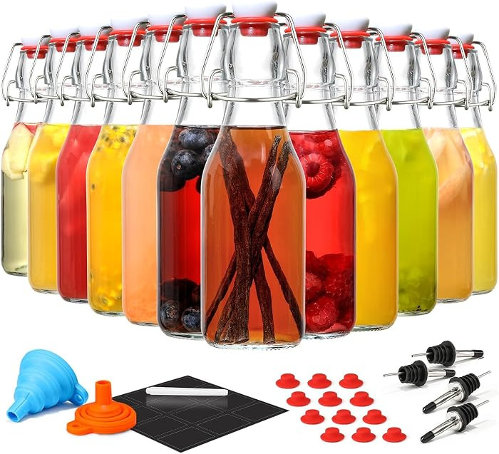 12 Pack 8.5oz Flip Top Glass Bottles, Swing Top Beer Brewing Bottle for 2nd Fermentation, Kombuch... | Amazon (US)