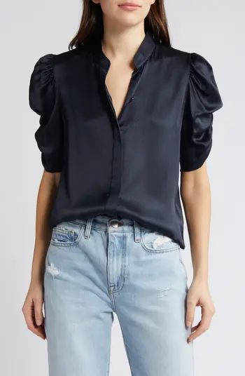 FRAME Puff Sleeve Silk Button-Up Shirt | Nordstrom | Nordstrom