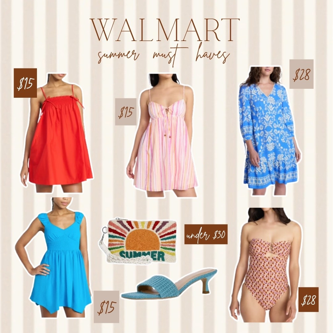 Walmart summer must haves under $30 and I genuinely cannot believe these prices 🧡☀️✨
Breezy mini dresses starting at $15, the most colorful striped sundress, a stunning blue floral cover up, the cutest beaded summer clutch, kitten heel mules, and a gorgeous patterned one piece — all from Walmart and all completely elevated. The kind of look for less finds that feel expensive and vacation ready without the price tag.

#LTKootd #LTKTravel #LTKSwim