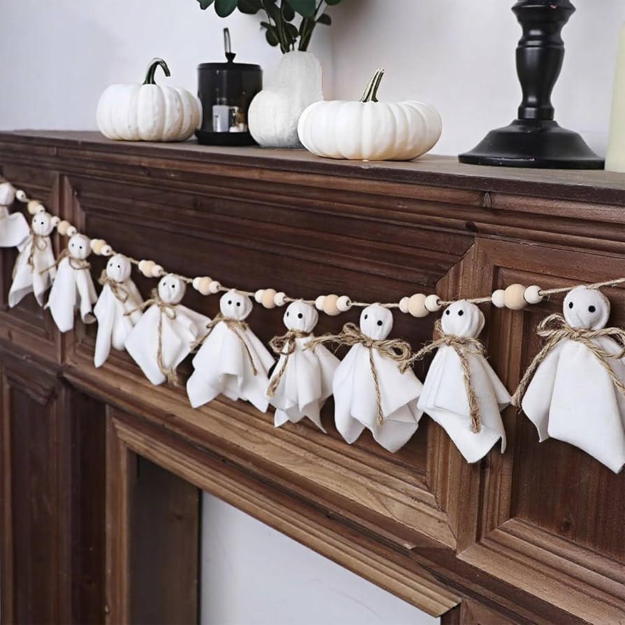 DR.DUDU Halloween Garland Ghost Decor - 4FT Cute Ghost Banner for Indoor Wall, Mantel, Home, Bedr... | Amazon (US)