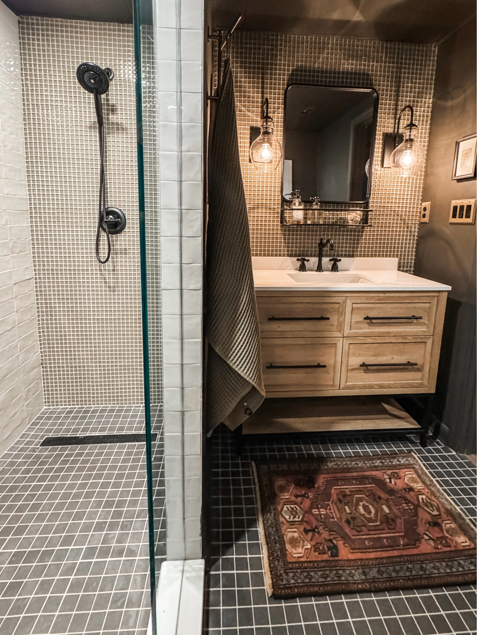Basement bathroom is complete! 

#bathroomvanity #budgetvanity #bathroommirror #showerhead #faucet #wallsconce

#LTKFamily #LTKFindsUnder100 #LTKHome