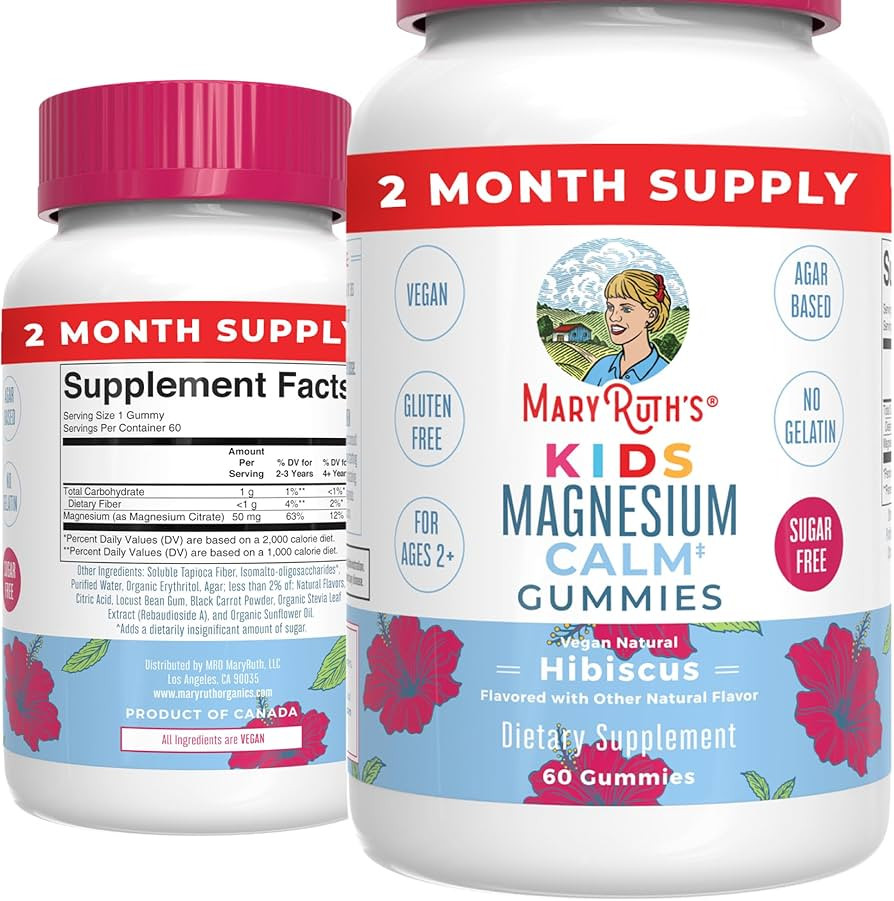 MaryRuth Organics, Calm Magnesium Citrate Supplement Gummies for Kids (2+), 2 Month Supply, Sugar... | Amazon (US)