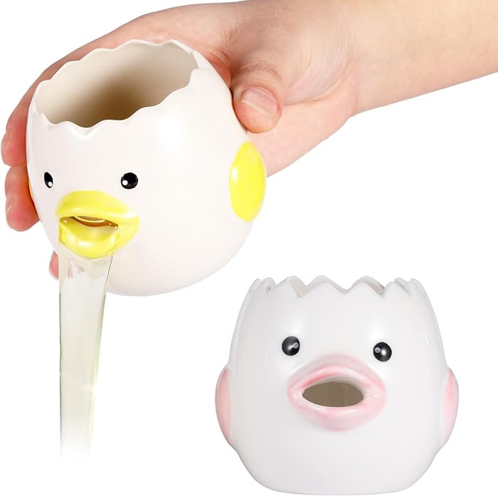 2 Pack Cute Egg Separator, Ceramics Vomiting Chicken Egg Yolk Egg White Separator, Little Chick S... | Amazon (US)