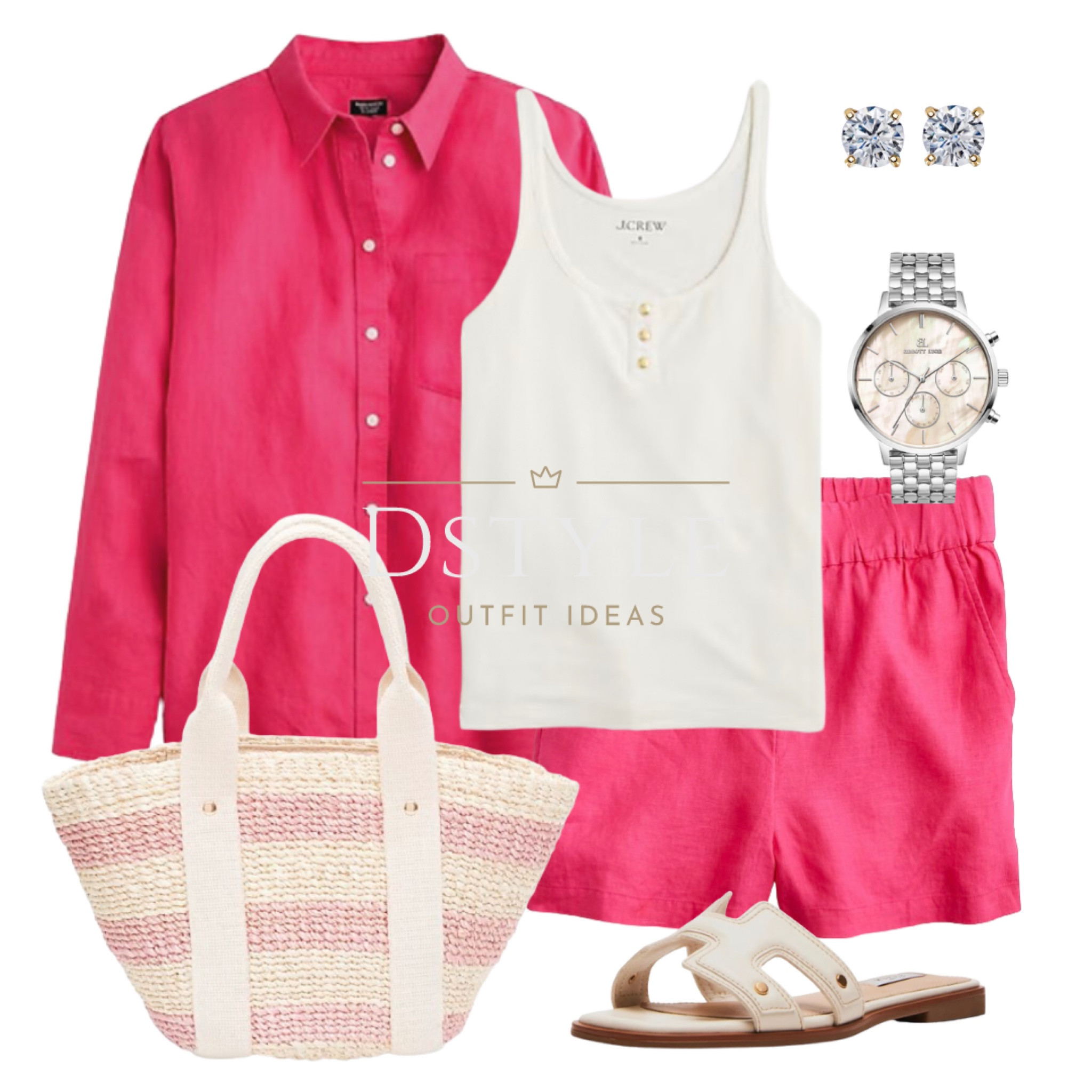 Pink oversized linen shirt, matching pink linen shorts, ivory linen blend tank top, white slides, white flat sandals, white slide sandals

#LTKFindsUnder50 #LTKStyleTip #LTKSeasonal