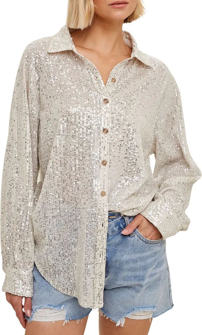 Sequin Button-Up Blouse | Nordstrom Rack