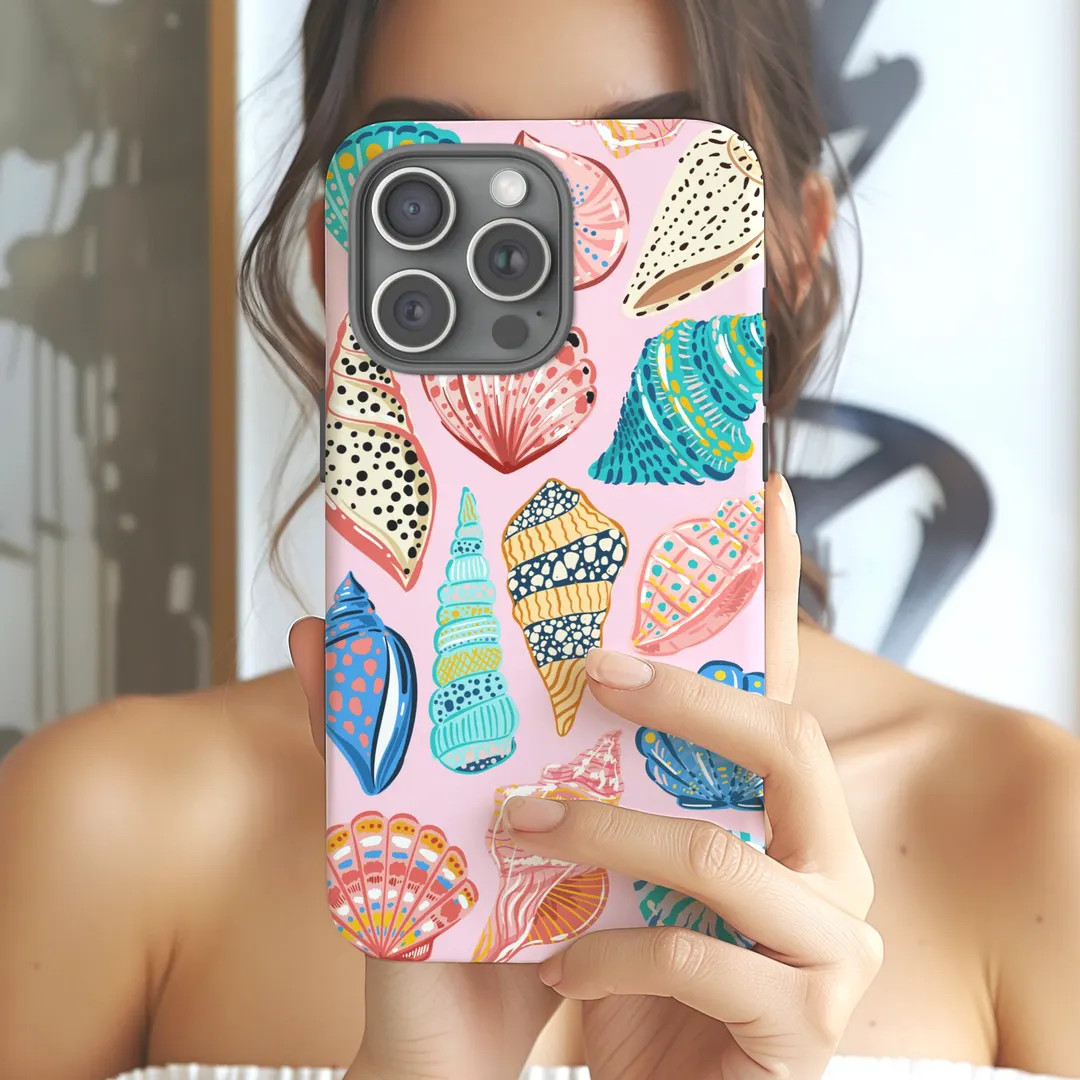 Seashell Phone Case Summer Pink iPhone 16 Cell Cover Beachy Collage iPhone 15 14 13 12 11 Pro Max... | Etsy (Global)