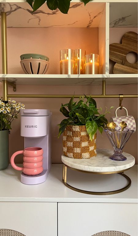 #ad The coffee corner is complete! I had a small corner to work with and love how it turned out. the new violet Keurig® K-Mini® Go brewer exclusively at Target and also comes in navy and gray! #TargetPartner @target @keurig #paidlink 

#LTKhome #LTKxTarget #LTKfindsunder100