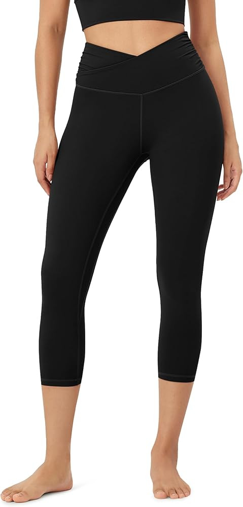 ODODOS Women's Cross Waist Yoga Leggings with Inner Pocket, 23"/25"/28" Gathered Crossover Workou... | Amazon (US)
