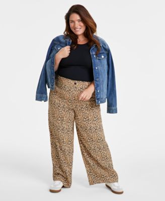 On 34th Trendy Plus Size Leopard Printed Wide-Leg Pants, Created for Macy's - Macy's | Macy's