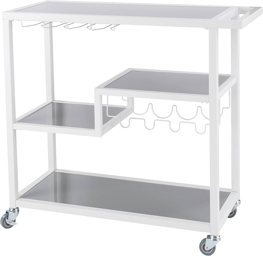 Holly & Martin Zephs Bar Cart White - Stylish Bar Cart for Home - Utility Carts with Wheels | Amazon (US)