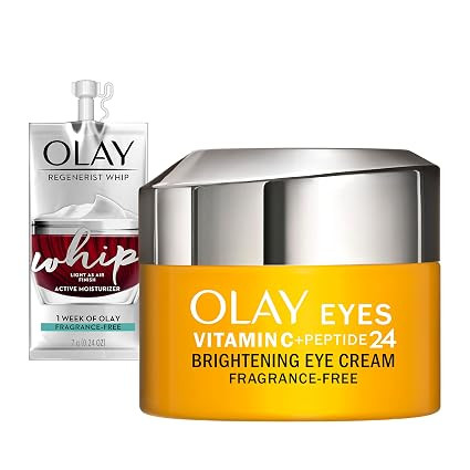 Olay Vitamin C + Peptide 24 Eye Cream, Fragrance-Free, 0.5 oz + Whip Face Moisturizer Travel/Tria... | Amazon (US)