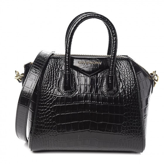 GIVENCHY Crocodile Embossed Calfskin Mini Antigona Black | Fashionphile