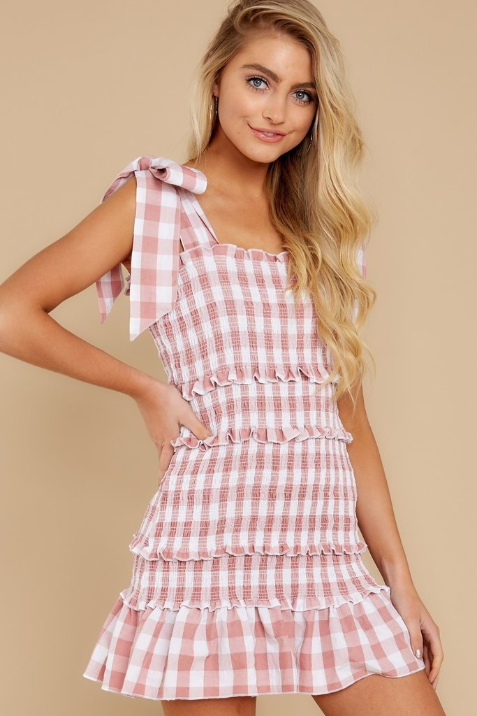 Right About You Pink And White Gingham Dress | Red Dress 