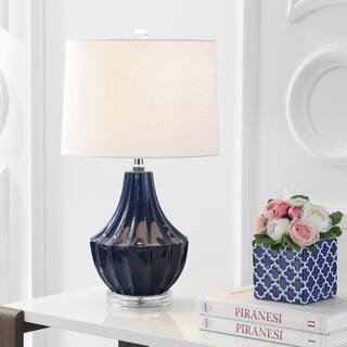 JONATHAN Y Tate 24.5 in. Navy Ceramic Table Lamp | The Home Depot