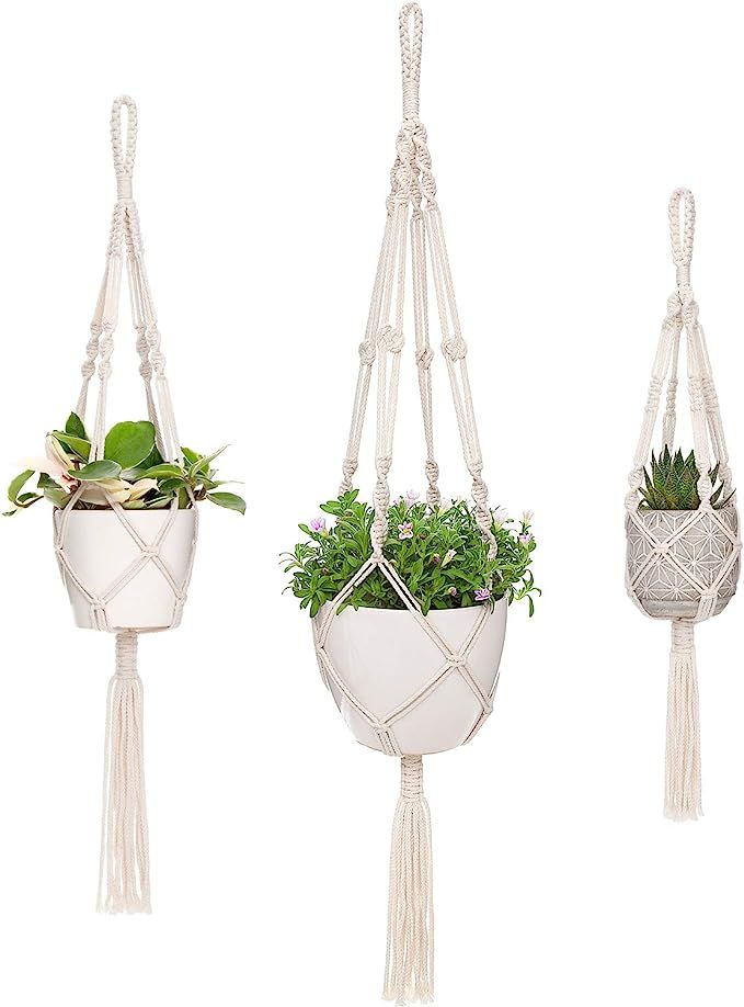 Mkono Macrame Plant Hangers, 3 Different Sizes Indoor Hanging Planters Basket Decorative Flower P... | Amazon (US)