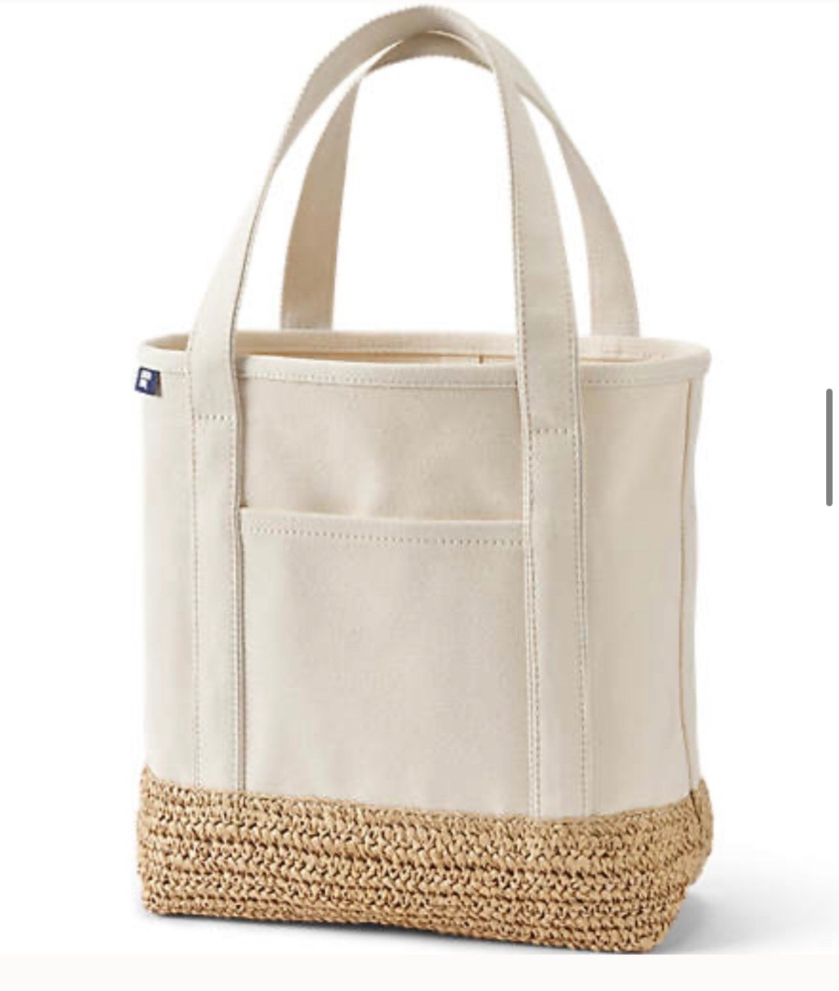 What a cute canvas/ raffia tote! And it’s customizable. 