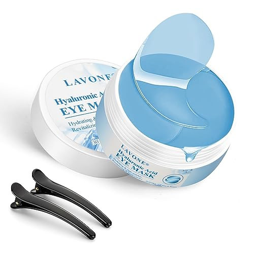 LAVONE Under Eye Patches-30 Pairs Hydrating & Anti-aging Eye Mask Skin Care for Dark Circles and Puffiness,Reduce Wrinkles,Eye Bags and Fine Lines,Eye Masks for Women and Man,with Hair Clips | Amazon (US)