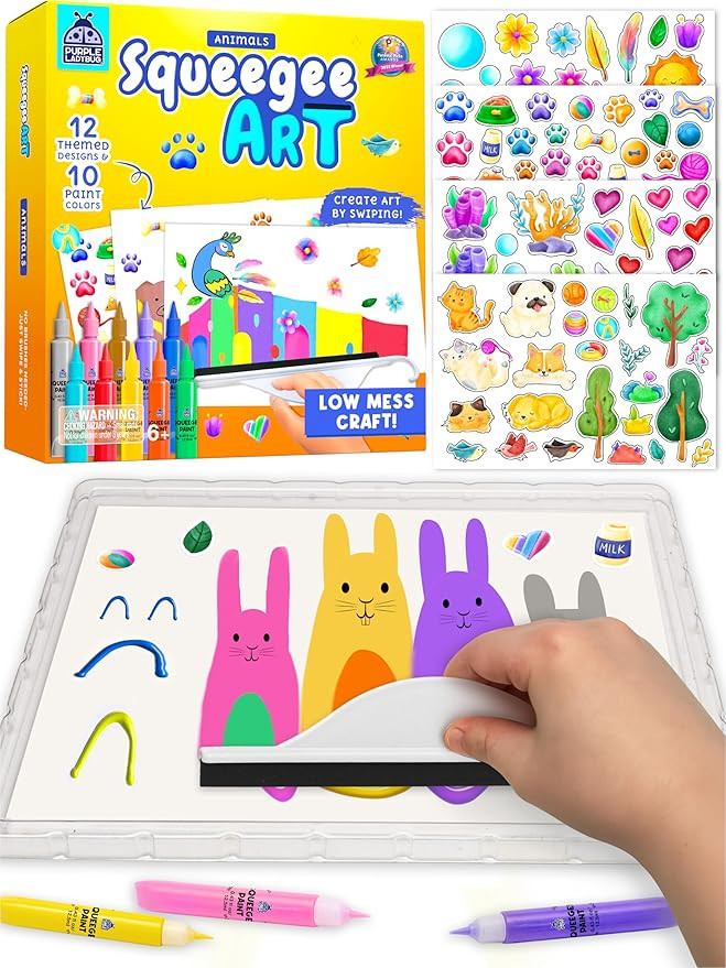 Squeegee Art Kit for Kids - Animals Theme with Kids Painting Kit & Sticker Art - Paint Your Own A... | Amazon (US)