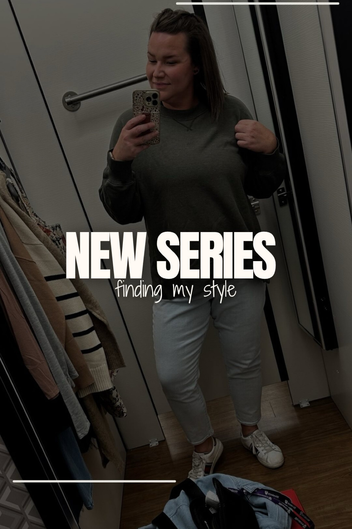 Any other Mama out there completely confused with their style? Leave me in my baggy sweater and leggings 😂😂 Is this the most out there outfit? No. But I have jeans on AND a crop top and that’s a BIG DEAL 😂😂😂

But HI 👋🏻 Welcome to my new series! I’m a Mama of 2, have recently lost 40lbs and have NO CLUE what I like to wear. Every day I stare at my closet, uninspired and put on my same gym gear. 
One of my rules? I have to shop my closet first. Time for a good declutter and hopefully this will help!

So if this sounds like you… if you’re needing a good declutter or are just frustrated with your closet, click the follow button and do this with me! 

Because let’s be honest - WHEN YOU LOOK GOOD, YOU FEEL GOOD! ❤️