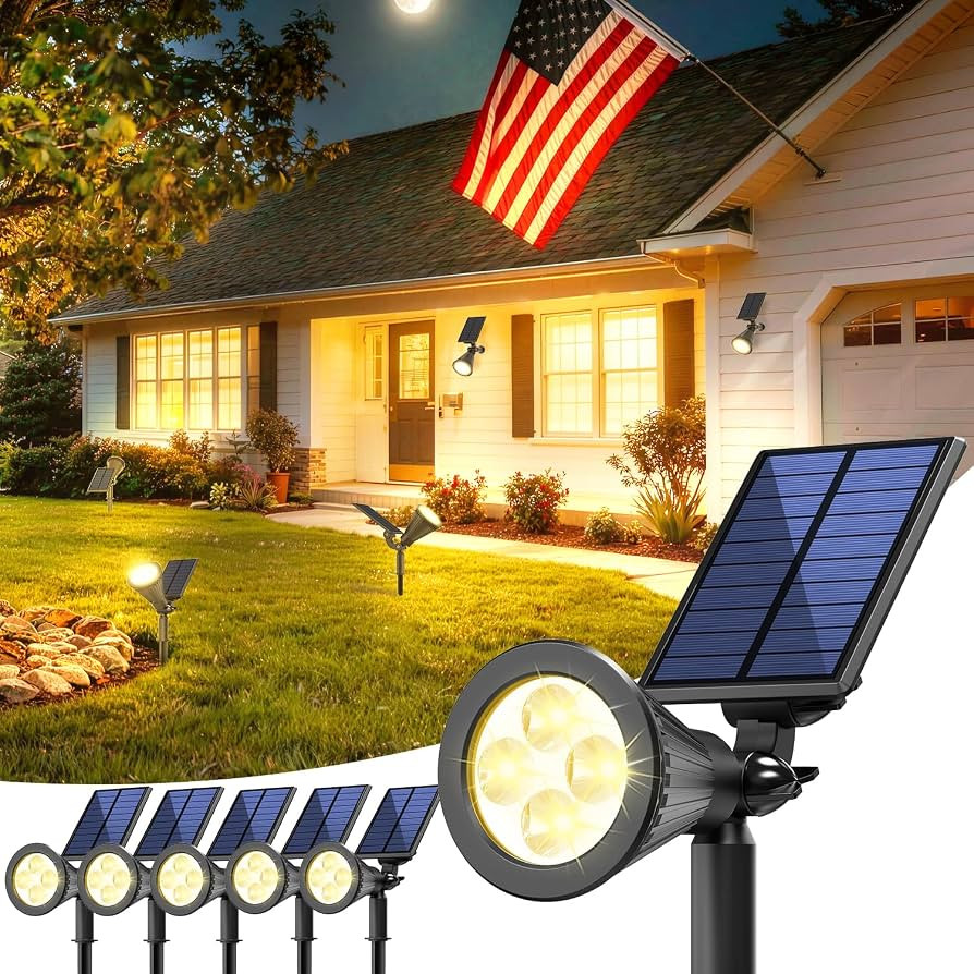 JEJOT 6 Pack Solar Lights Outdoor Waterproof,Warm White Light,2 Lighting Modes,Solar Powered Spot... | Amazon (US)