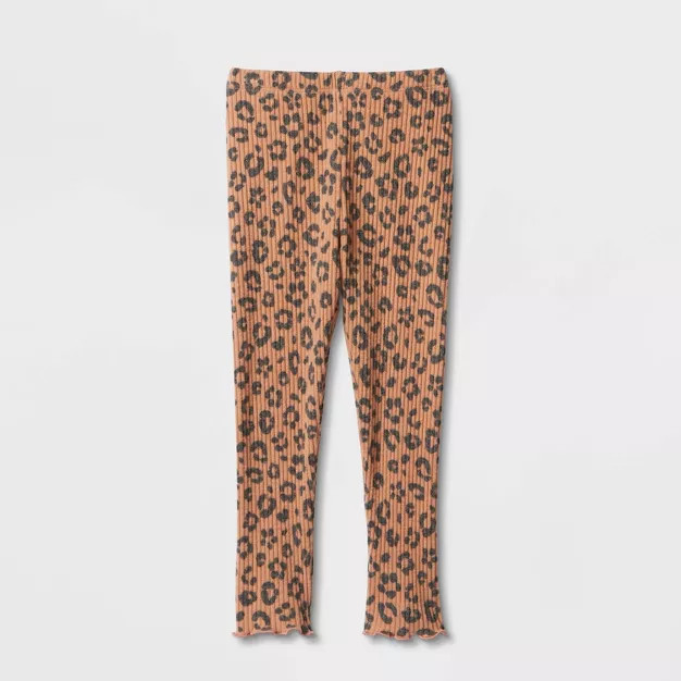 Toddler Girls' Animal Print Cozy Ribbed Leggings - Cat & Jack™ Brown | Target