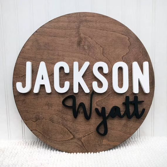 24" Wooden Name Sign | Baby Name Sign | Nursery name sign | Nursery room decor| Name Sign | Round... | Etsy (US)