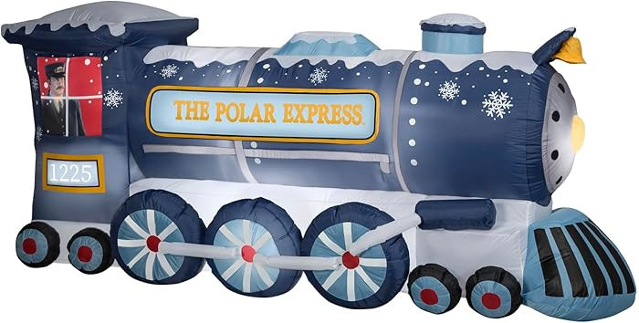 Gemmy Christmas Airblown Inflatable Polar Express Train Colossal WB, 4 ft Tall, Blue | Amazon (US)