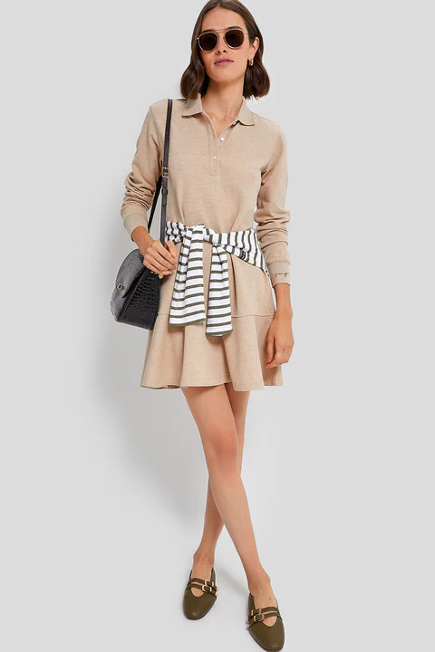 Sandstone Long Sleeve Pique May Polo Dress | Tuckernuck (US)
