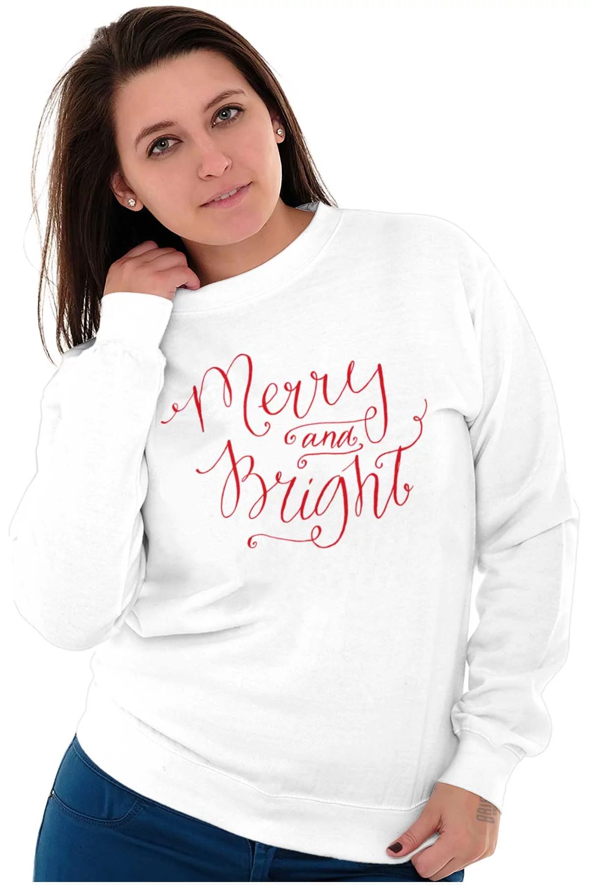 Xmas Merry Bright Christmas Women Crewneck Sweatshirt Brisco Brands M | Walmart (US)