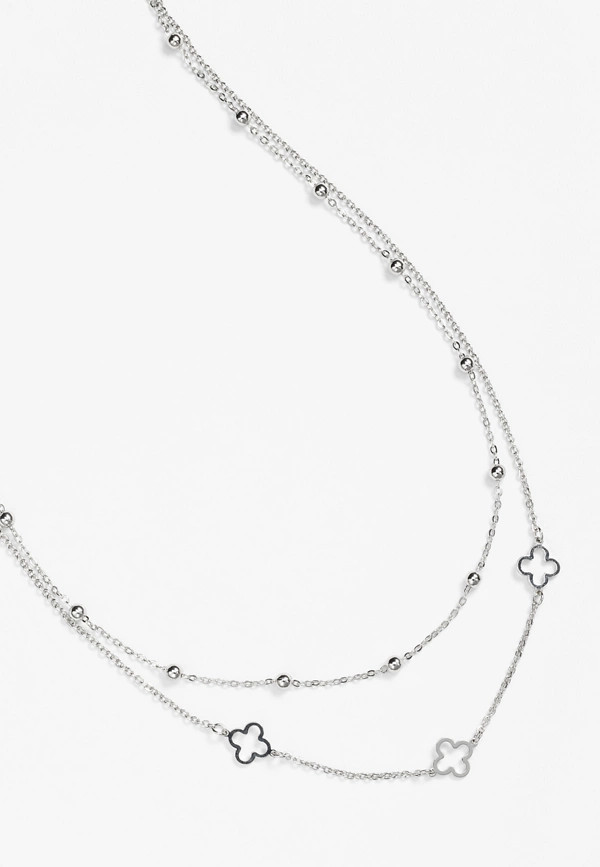 Dainty Double Layered Clover Necklace | Maurices