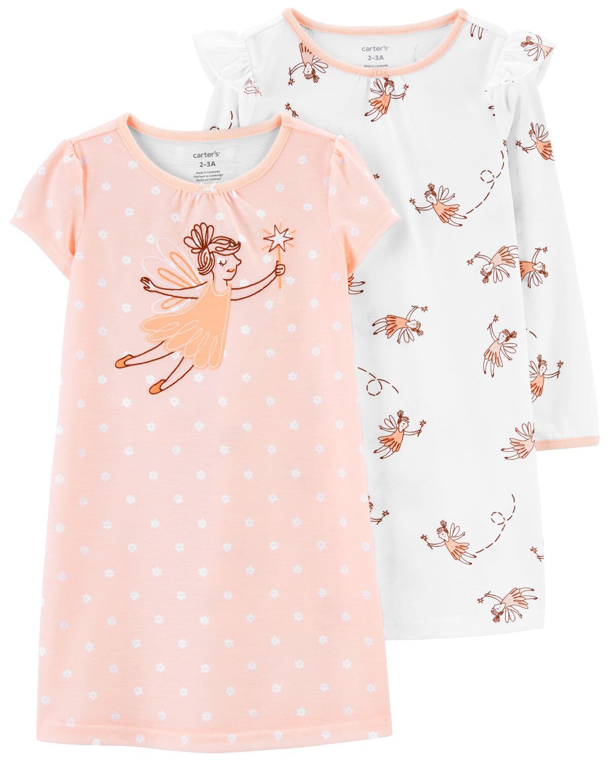 Pink/White 2-Pack Nightgowns | carters.com | Carter's