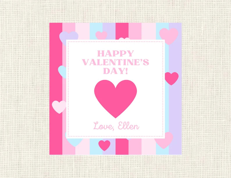 Valentine Class Tags or Stickers, Watercolor, Printed / Set of 25 - Etsy | Etsy (US)