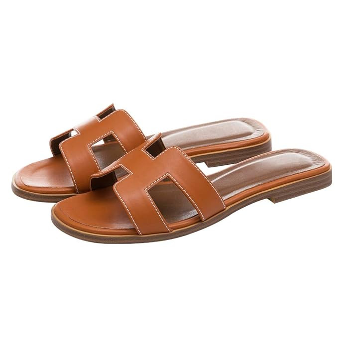 JUNE IN LOVE Women's Flat Casual Fashion Summer Sandals Slippers outsdoor Open Toe H Shape Slippe... | Amazon (US)