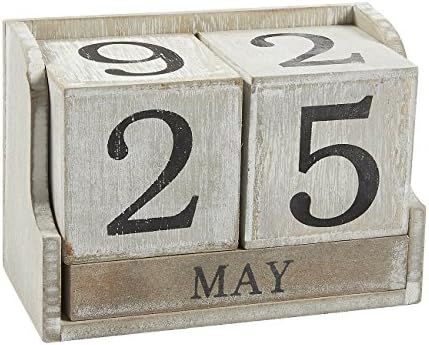 Juvale Calendar Block - Wooden Perpetual Desk Calendar - Home and Office Decor, 5.3 x 3.7 x 2.6 i... | Amazon (US)