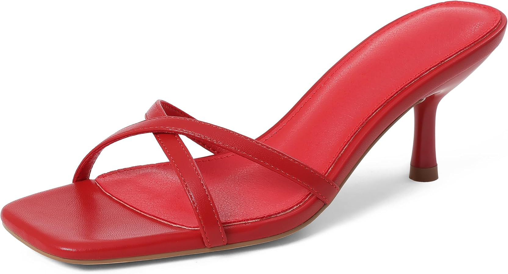Synchoiss Womens Kitten Heels Open Square Toe Low Heeled Sandals Cross Band Slip on Stiletto Heel... | Amazon (US)
