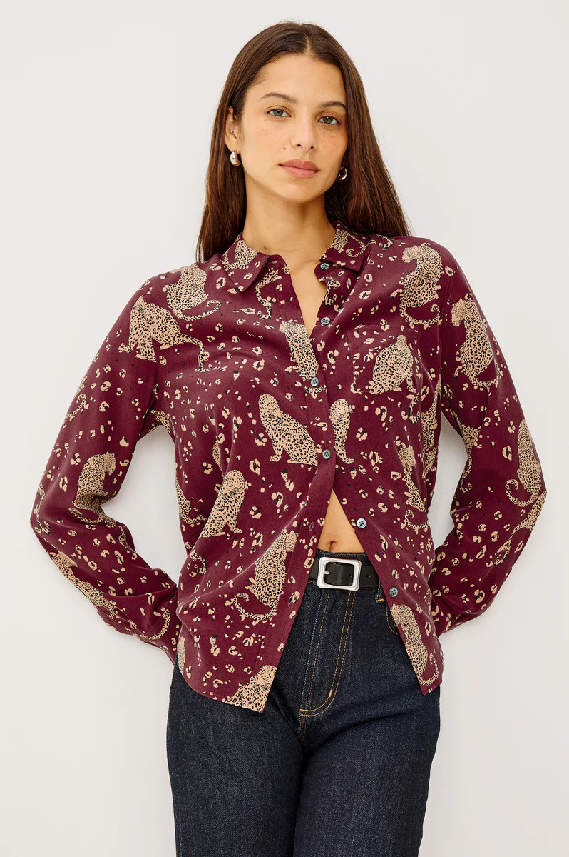 KATE SHIRT - OXBLOOD LEOPARD | Rails