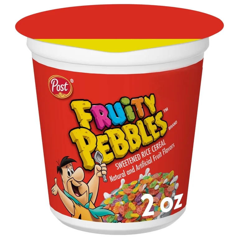 Post Fruity PEBBLES Cereal, Fruity Kids Cereal, 2 oz Individual Cereal Cup | Walmart (US)