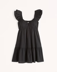 Ruched Flutter Sleeve Mini Dress | Abercrombie & Fitch (US)