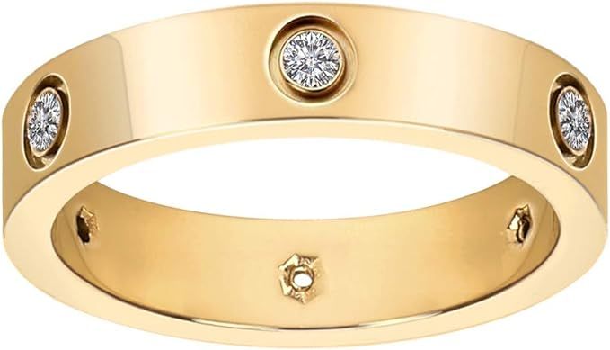 AoJun Fashion Classic 18K Gold Plated Titanium Steel Women Stacking Ring Best Gifts Couples Valen... | Amazon (US)