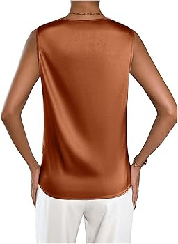 MakeMeChic Women's Satin Silk Tank Tops Cowl Neck Sleeveless Camisole Tops Dressy Shirts | Amazon (US)