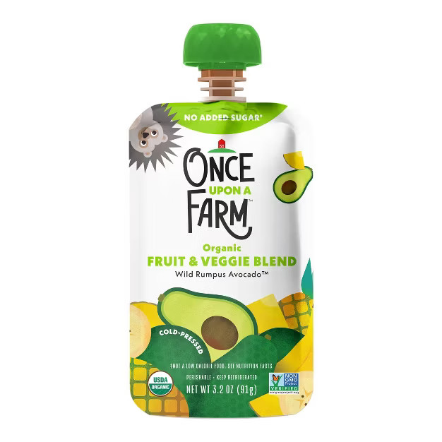 Once Upon a Farm Wild Rumpus Avocado, Pineapple Banana Organic Kids' Snack - 3.2oz Pouch | Target