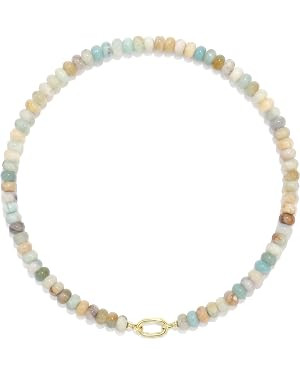 Beaded Gemstone Necklaces for Women Bohemian Colored Choker Natural Stone Bead Summer Beach Handm... | Amazon (US)