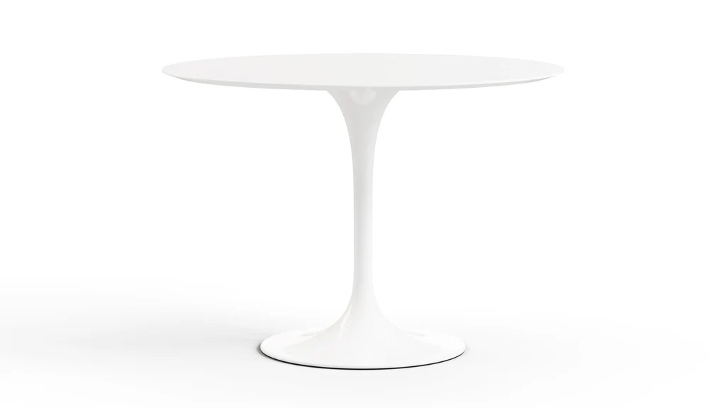 Tulip Style Table - Round Tulip Style Dining Table, White Lacquer, 39in | Interior Icons