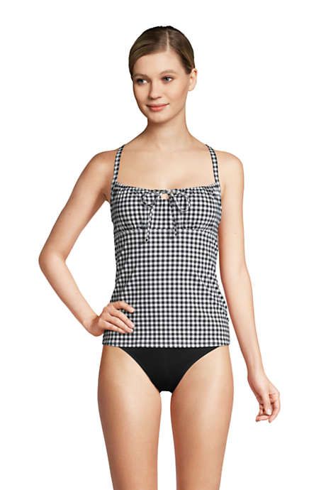 Women's Chlorine Resistant Tie Front Underwire Tankini Top Swimsuit Adjustable Straps | Lands' End (US)